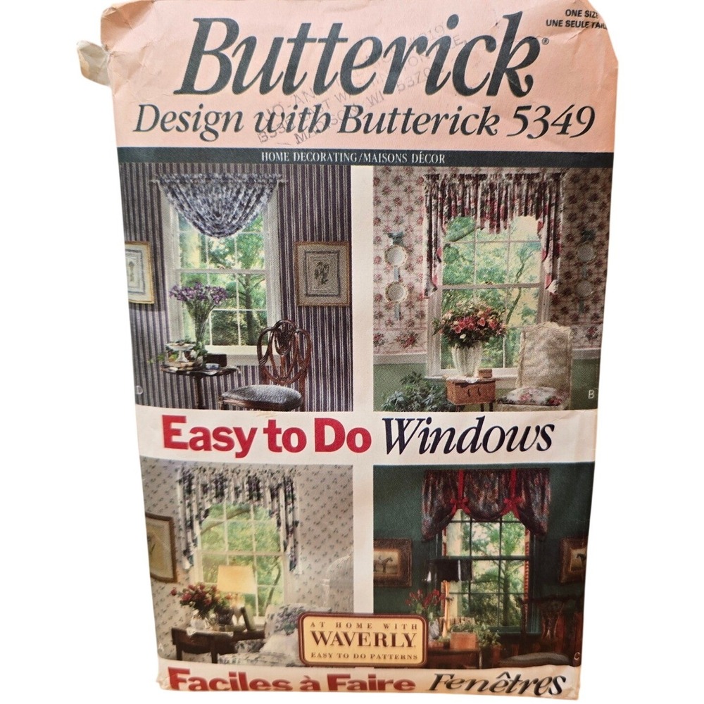 Sewing Patterns Butterick Window Curtains 5349 McCalls Craft 8918‎ Vintage 1990s